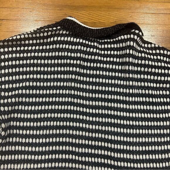 Cato Black and White Polo Collar Sweater with Silver Thread detail - Picture 6 of 9